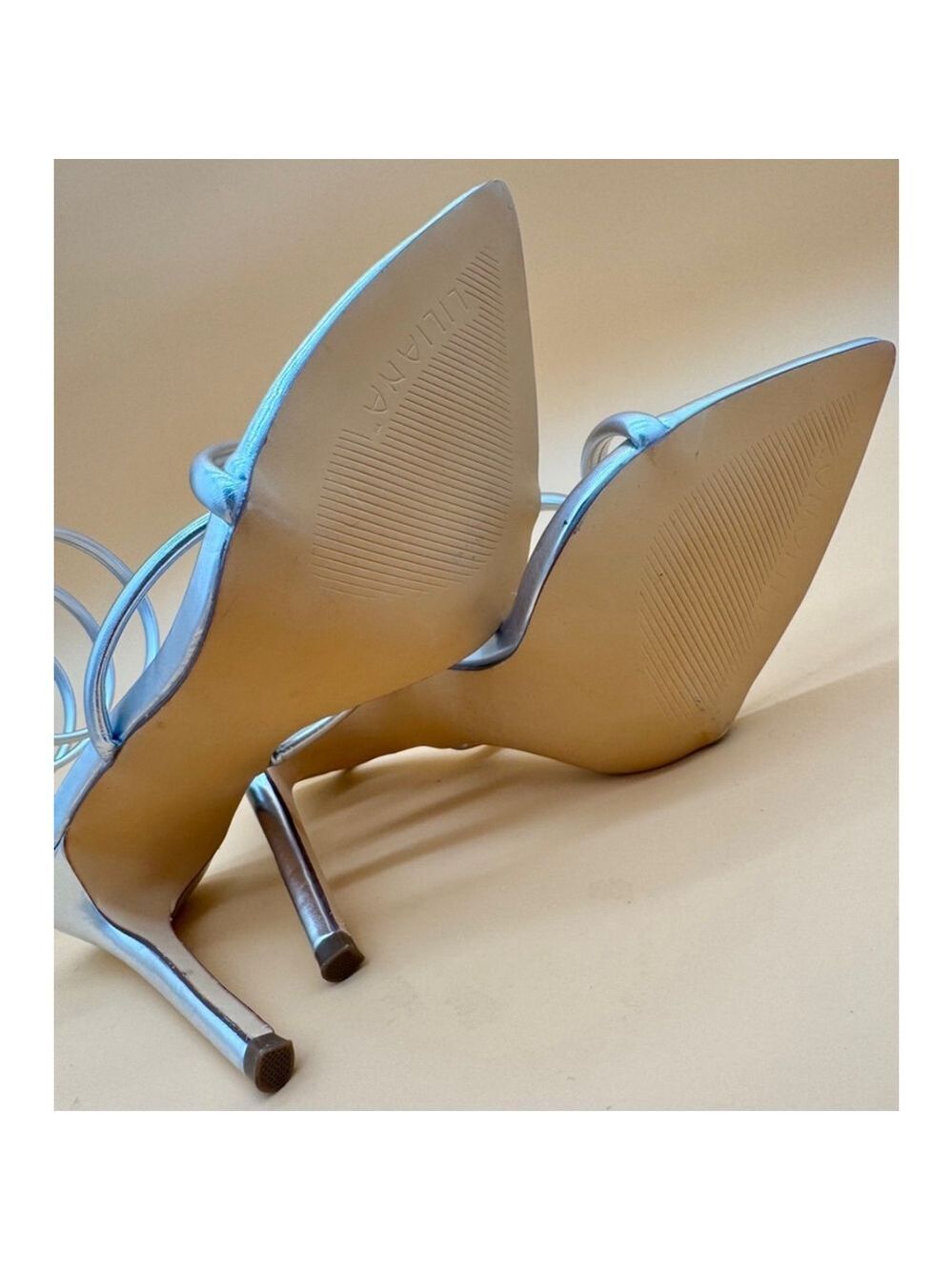 NEW Liliana Miss Lola Silver Spiral Pointed Toe Ankle Heels Size 8 - Picture 7 of 7